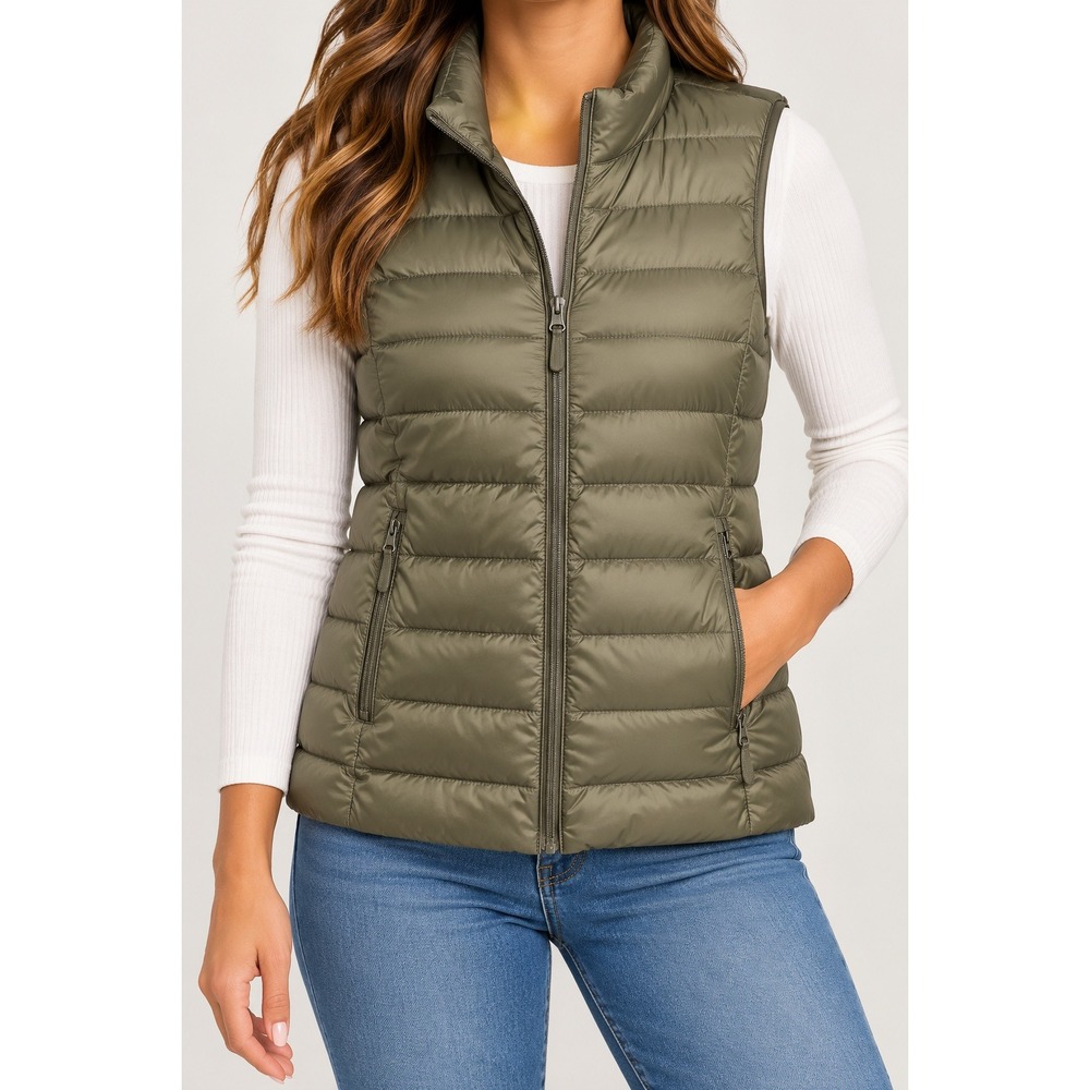 32 Degrees Heat Womens Olive Green Lightweight Puffer Vest Size Large NWT